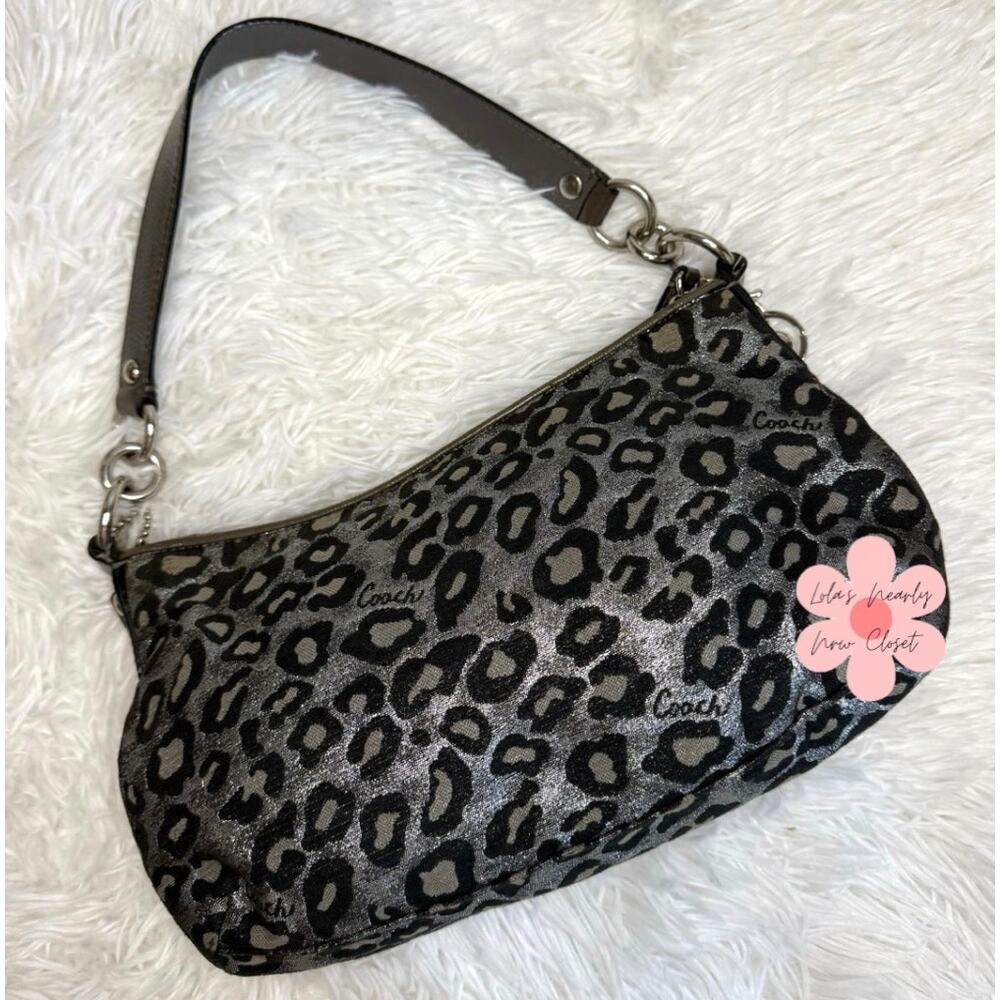 y2k COACH Leopard Silver Metallic Mini Purse shoulder bag - Picture 2 of 10